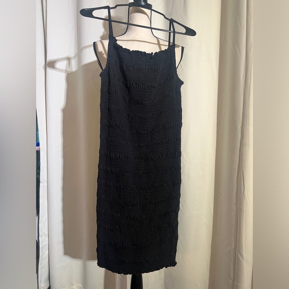 Black ruched mini dress